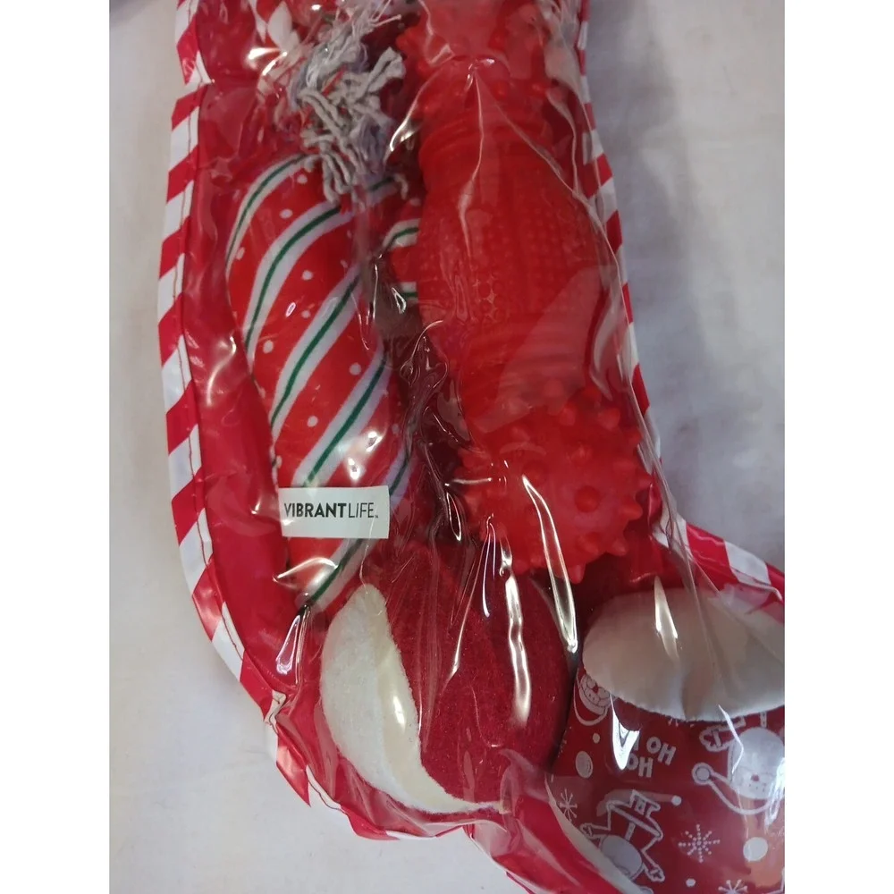 Dog Toy Christmas Stocking 6 Pieces Chew Level 2 Gift Set Rope‎ Ball Plush Santa